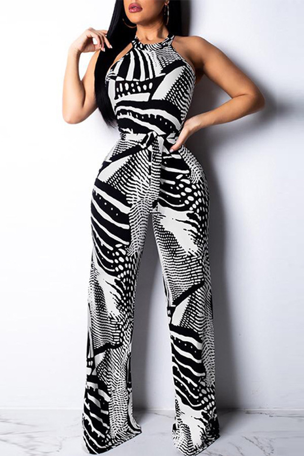 

Lovely Bohemian Print Loose Grey One-piece Jumpsuit