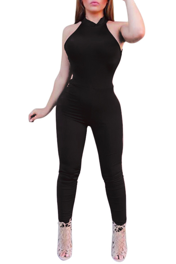 

Lovely Street Skinny Black One-piece Jumpsuit