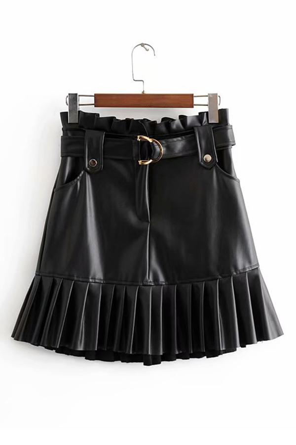 

Lovely Trendy Ruffle Design Black Skirt