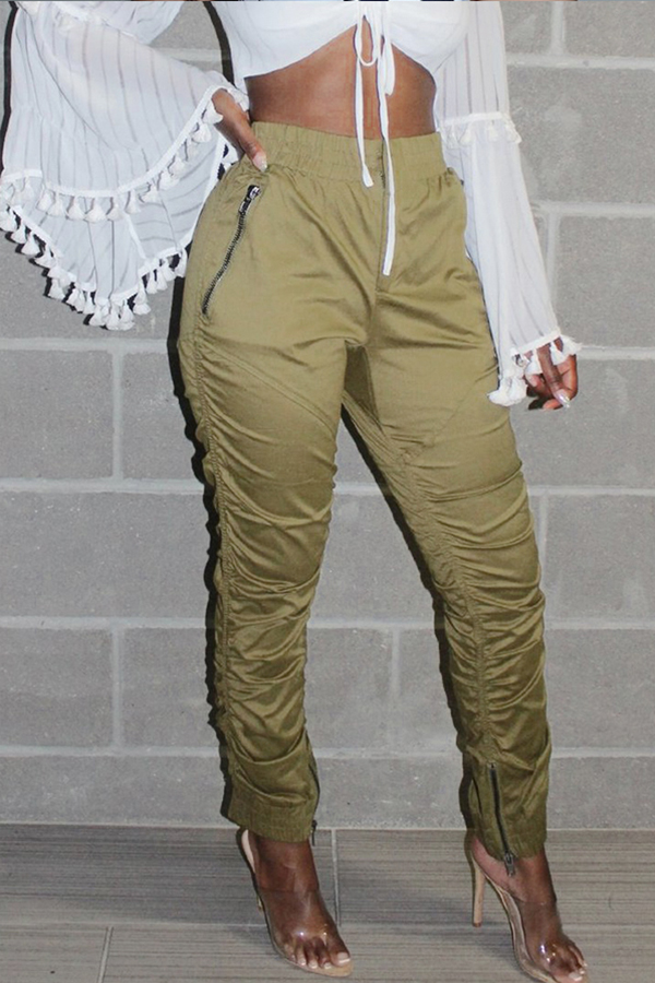 

Lovely Casual Pocket Patched Army Green Pants