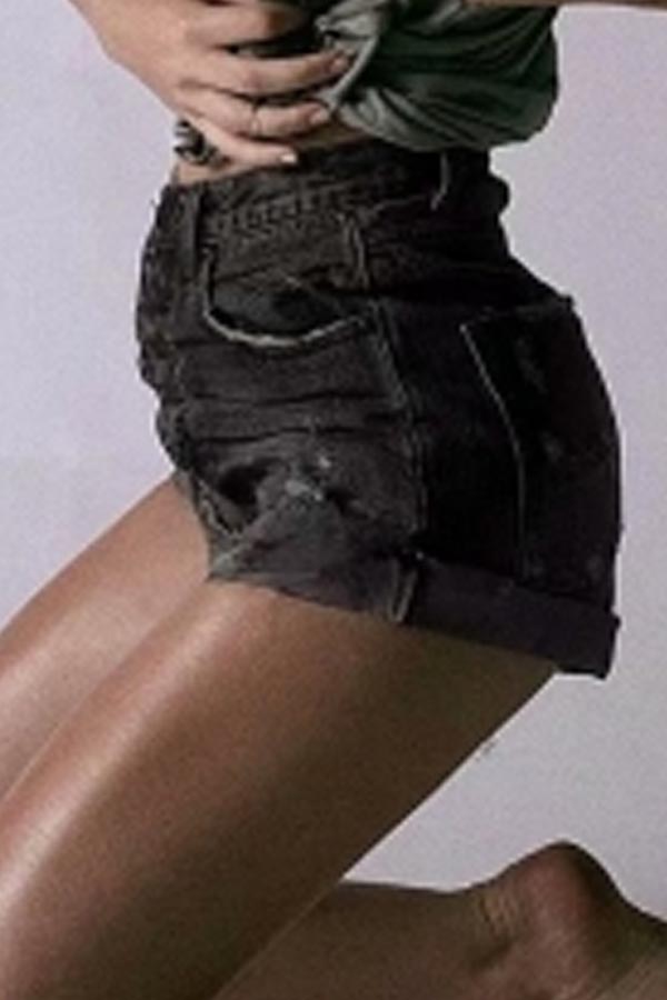 

Lovely Trendy Buttons Design Black Shorts
