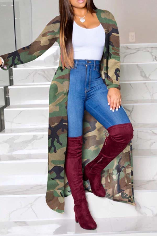 

Lovely Leisure Camo Print Army Green Coat, Army green camouflag