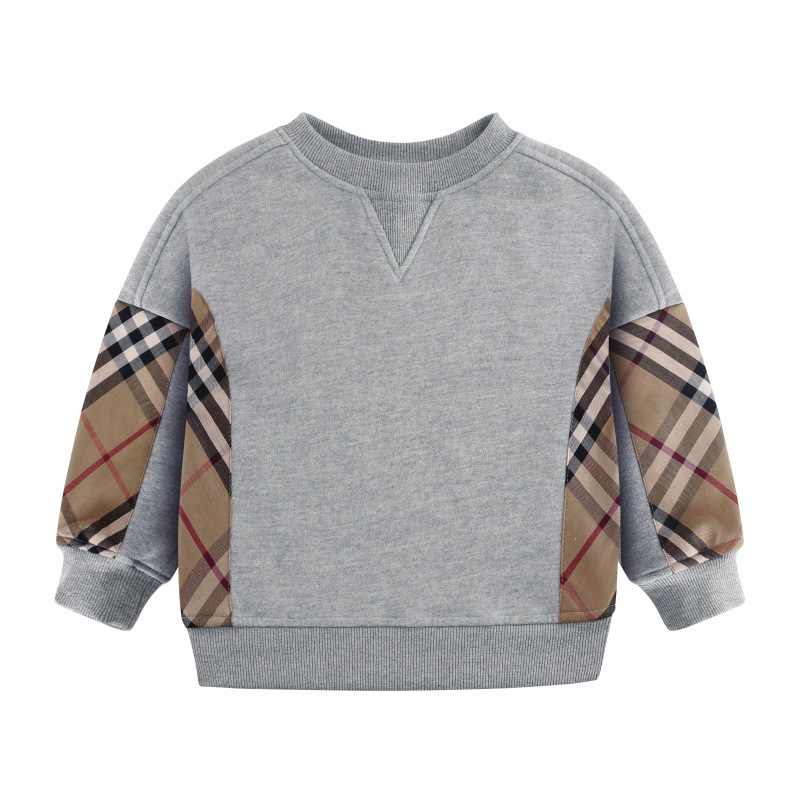 

Lovely Casual Plaid Print Grey Boys Hoodie