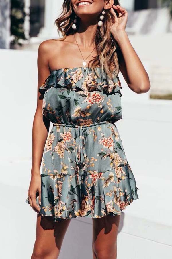 

Lovely Chic Flounce Green One-piece Romper