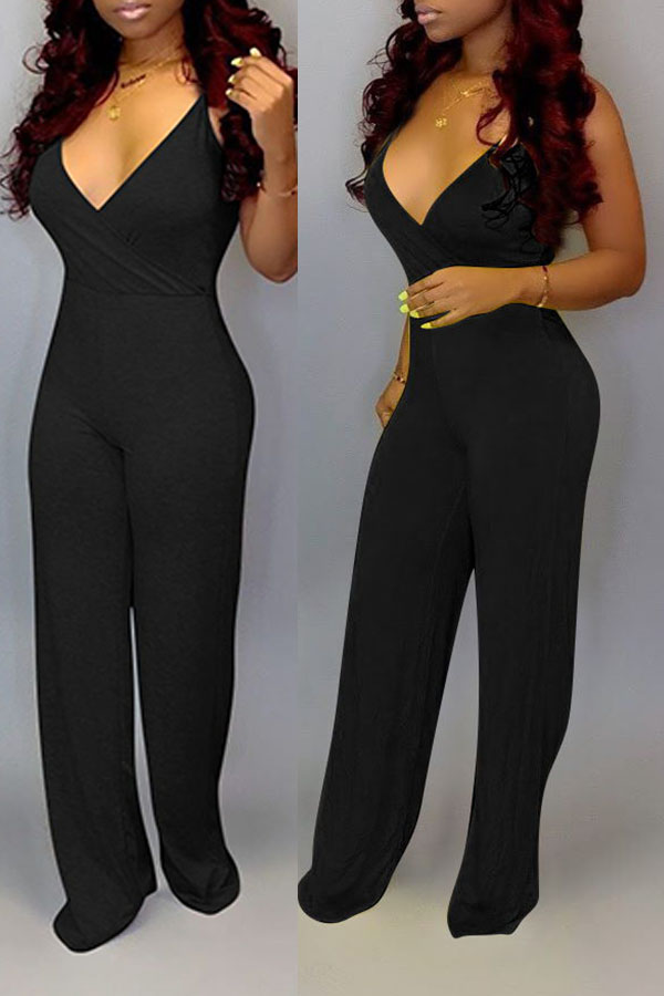 

Lovely Street V Neck Black One-piece Jumpsuit