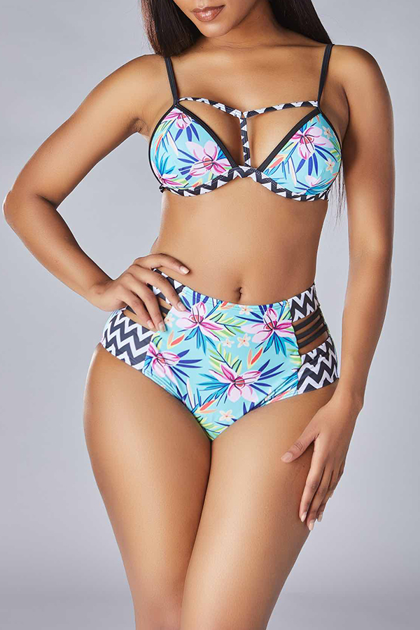 

Lovely Hollow-out Multicolor Bathing Suit Two-piece Swimsuit, Multi