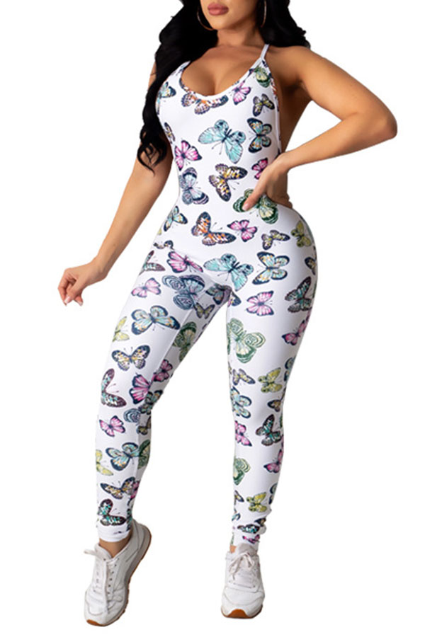 

Lovely Chic Backless Print White One-piece Jumpsuit