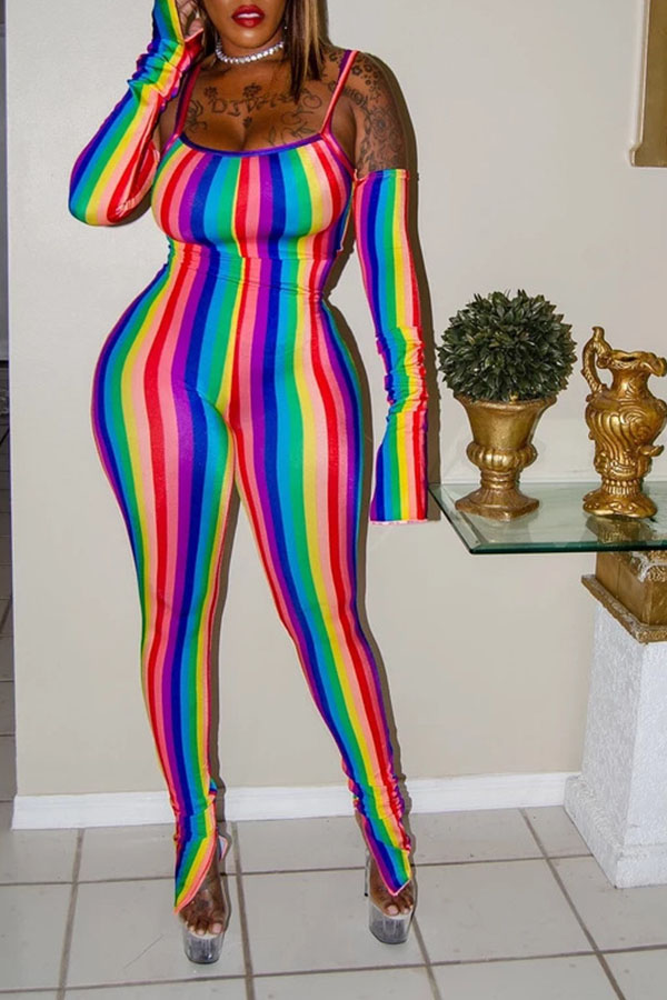 

Lovely Trendy Striped Multicolor One-piece Jumpsuit, Multi