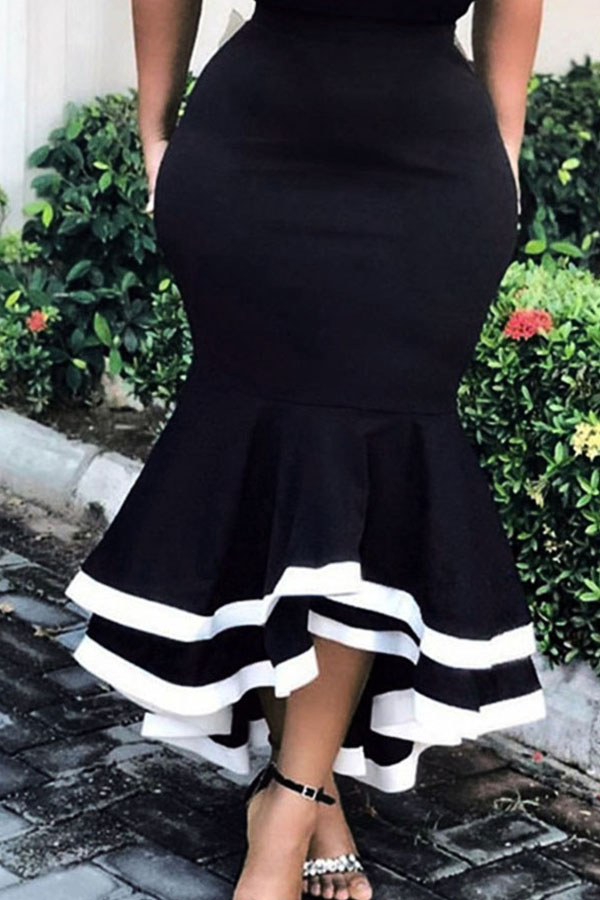 

Lovely Trendy Flounce Design Black Skirt