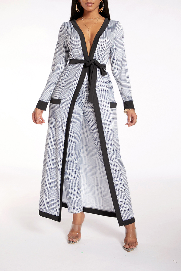 

Lovely Casual Print Grey Two-piece Pants Set