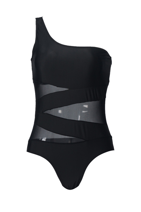 

Lovely One Shoulder Black Bathing Suit One-piece Swimsuit