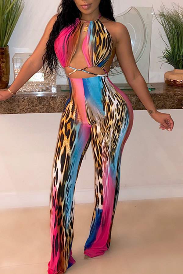 

Lovely Trendy Print Pink One-piece Jumpsuit
