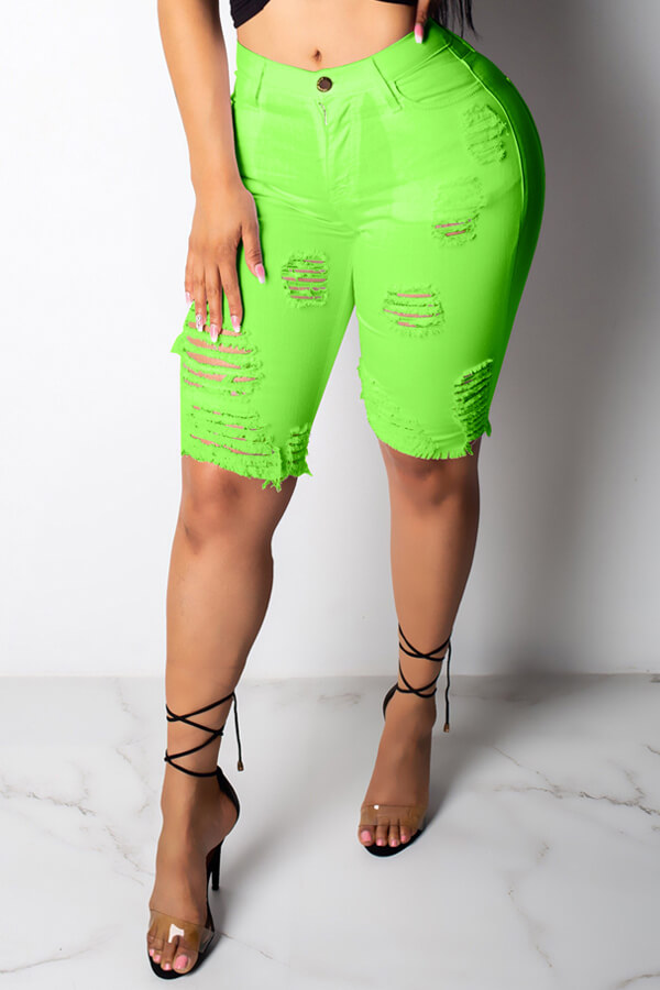 Lovely Chic Hollow-out Green Shorts