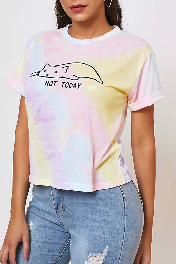 

Lovely Casual Print Multicolor T-shirt, Multi