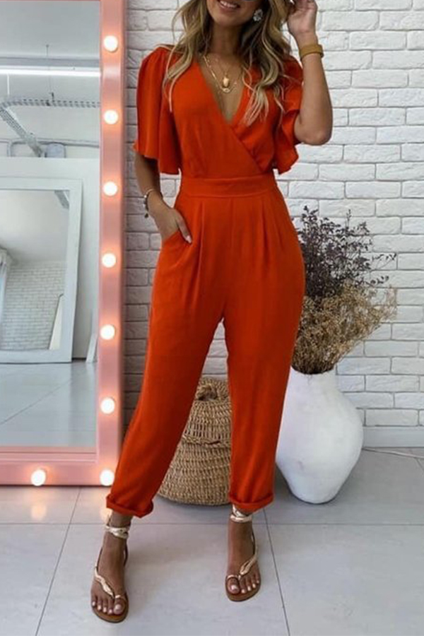 

Lovely Trendy Backless Red One-piece Jumpsuit