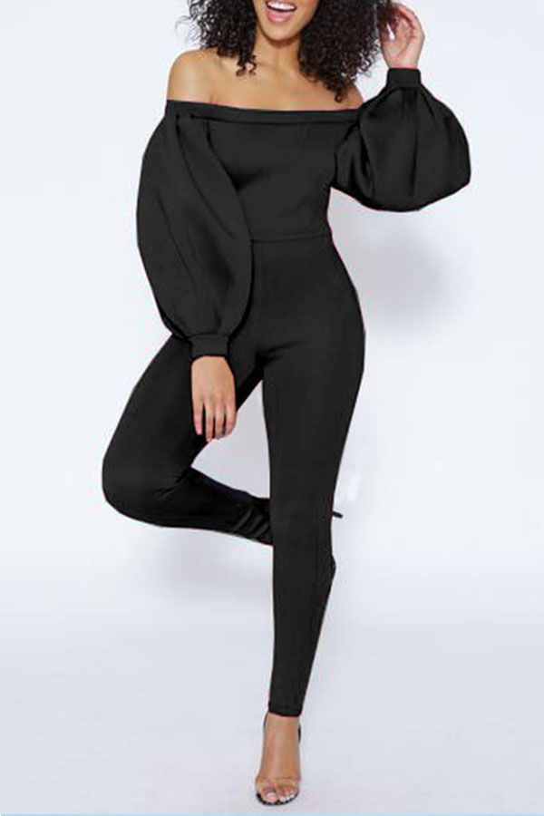 

Lovely Trendy Basic Skinny Black One-piece Jumpsuit