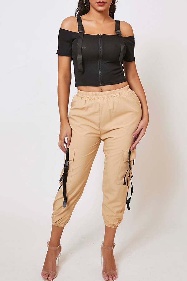 

Lovely Trendy Hollow-out Apricot Two-piece Pants Set