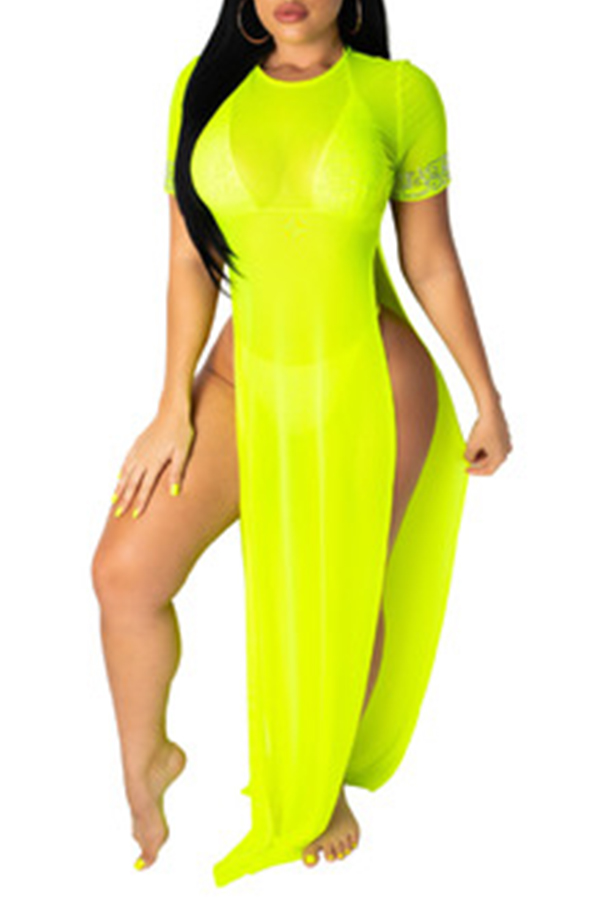 

Lovely Lace-up Green Two-piece Swimsuit(Three-piece
