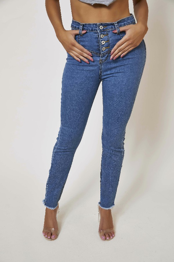 

Lovely Trendy Buttons Design Blue Jeans