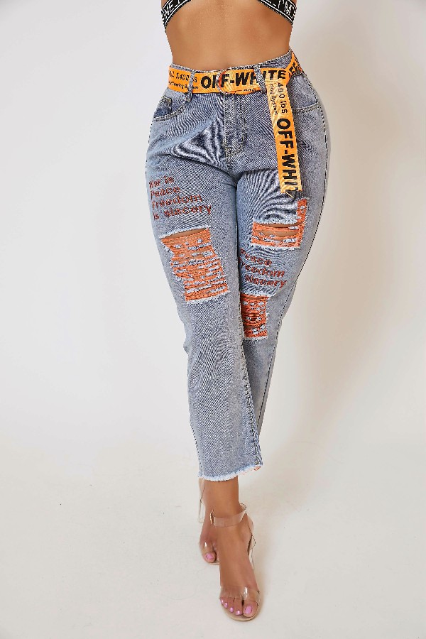 

Lovely Trendy Patchwork Jacinth Jeans