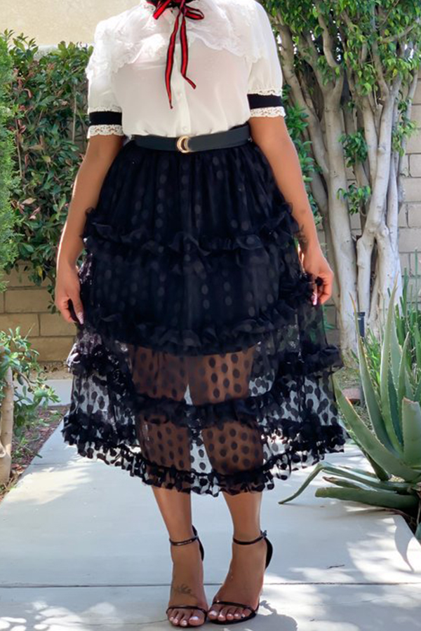

Lovely Sweet See-through Black Skirt