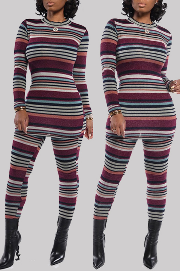 

Lovely Casual Striped Multicolor Two-piece Pants Set, Multi