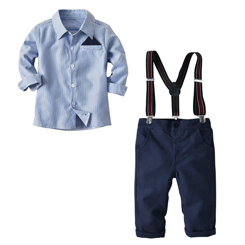 

Lovely Trendy Striped Blue Boy Two-piece Pants Set
