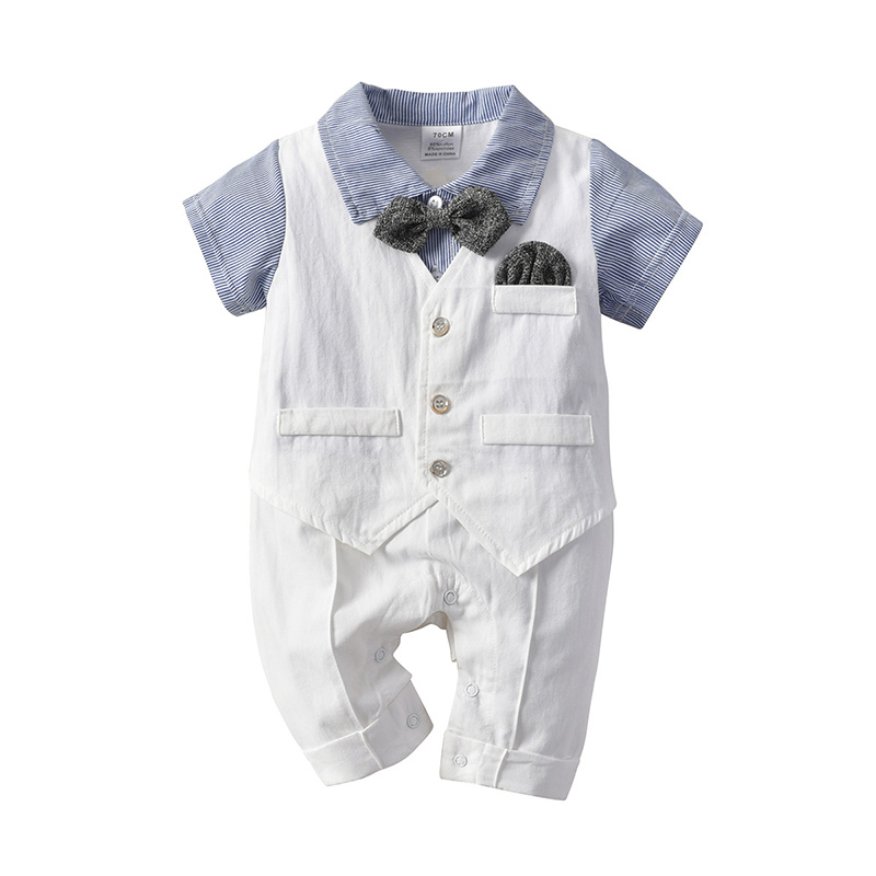 

Lovely Trendy Buttons Design Blue Boy Two-piece Shorts Set