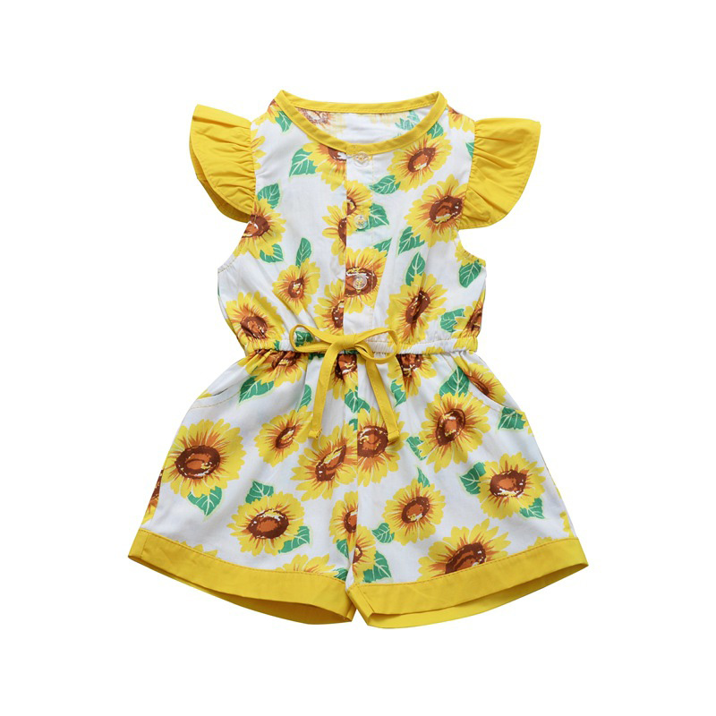 

Lovely Bohemian Print Yellow Girl Two-piece Romper