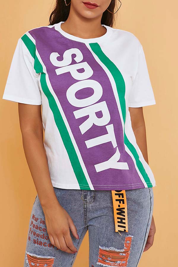 

Lovely Casual Print White T-shirt