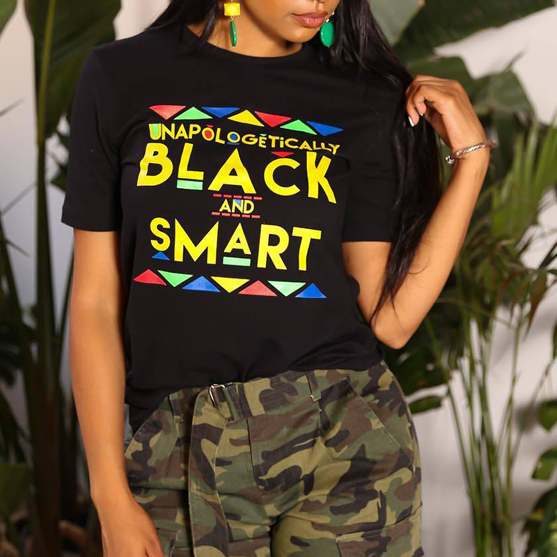 

Lovely Casual Letter Print Black T-shirt