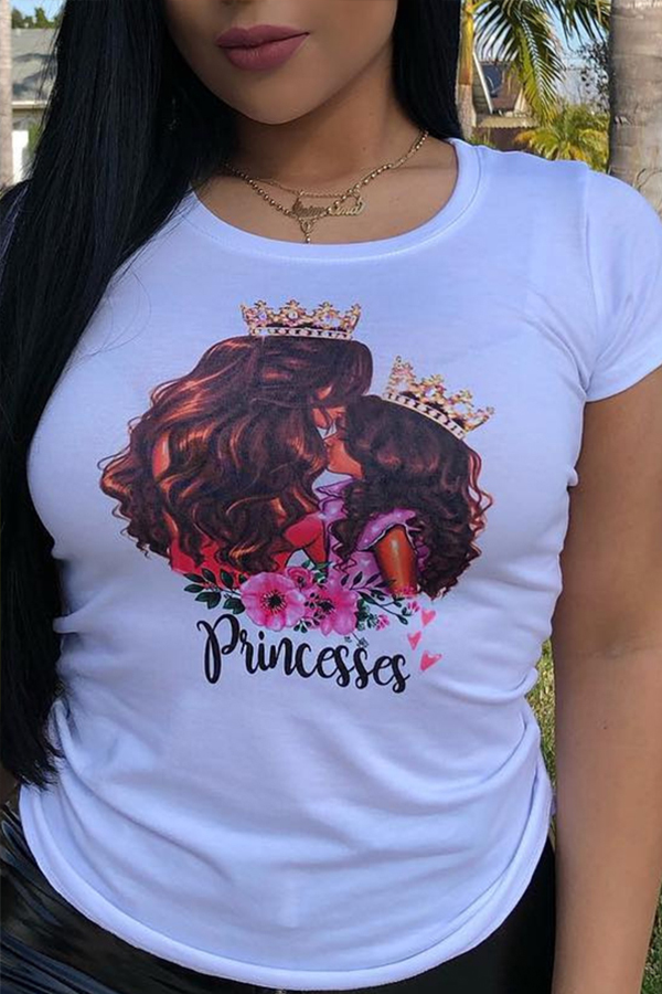 

Lovely Casual Print White T-shirt