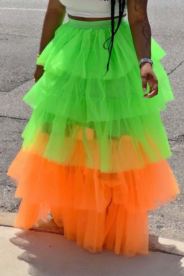 

Lovely Sweet Fold Design Green Skirt