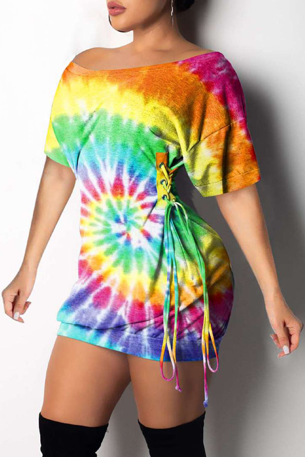 

Lovely Leisure Tie-dye Yellow Mini Dress