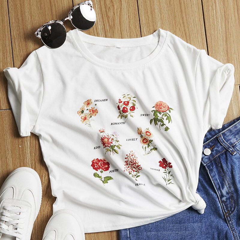 

Lovely Sweet Print White T-shirt