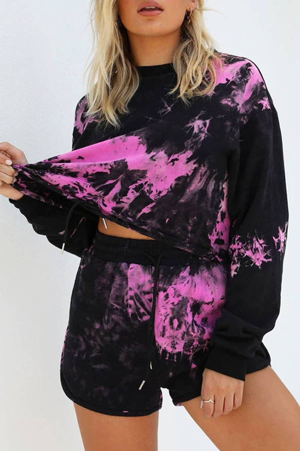 

Lovely Leisure Tie-dye Black Loungewear