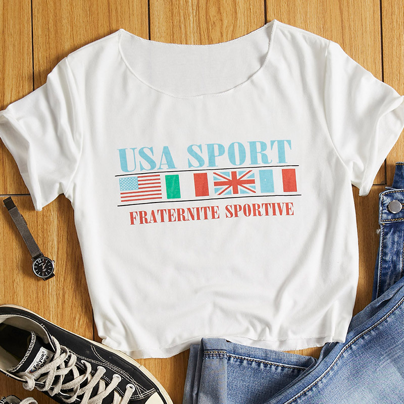 

Lovely Casual O Neck Print White T-shirt