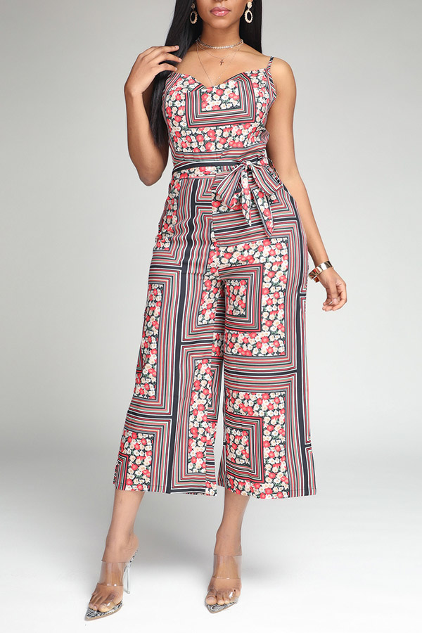 

Lovely Bohemian Print Multicolor One-piece Jumpsuit, Multi