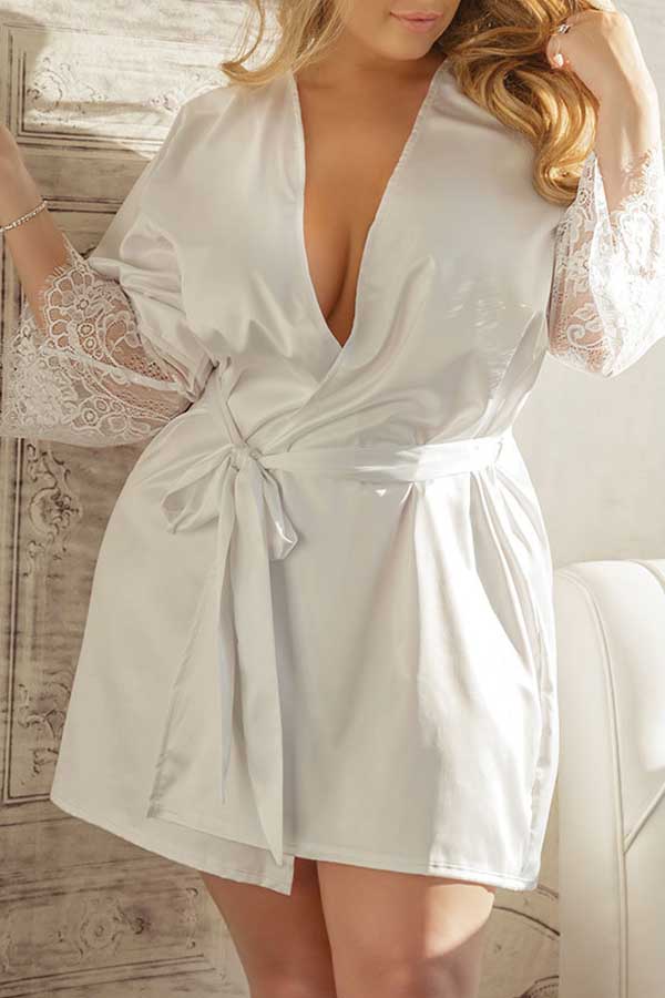 

Lovely Sexy Lace Hem White Babydolls