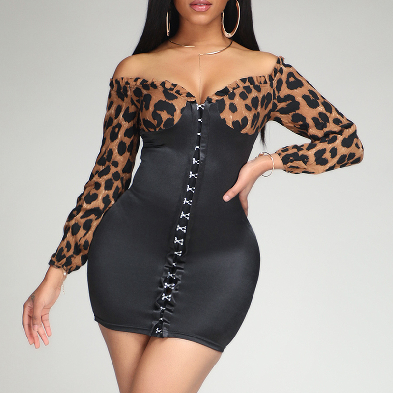 

Lovely Trendy Patchwork Black Mini Dress