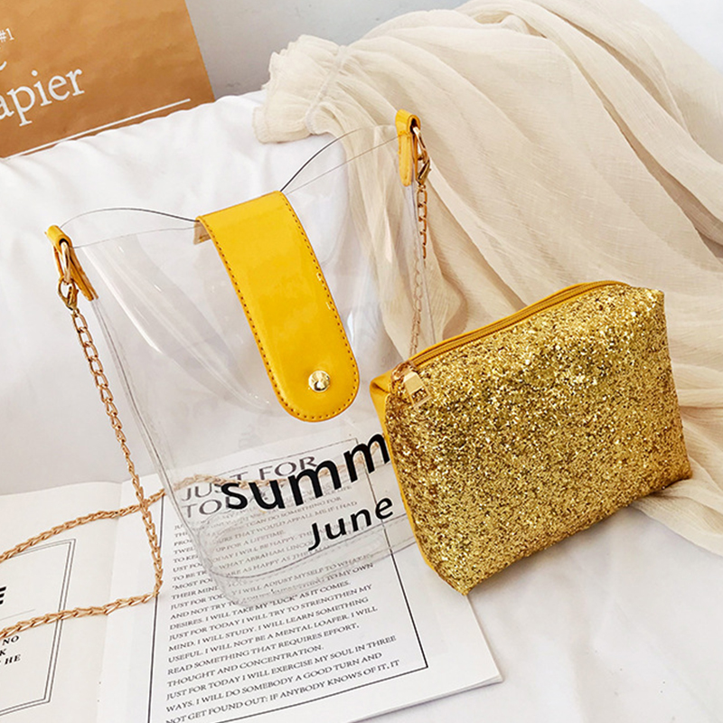 

Lovely Chic Chain Strap Yellow Crossbody Bag