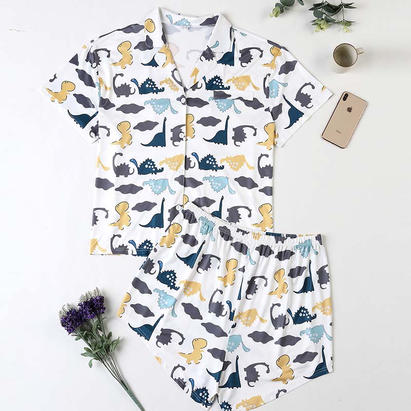 

Lovely Leisure Print White Plus Size Two-piece Shorts Set
