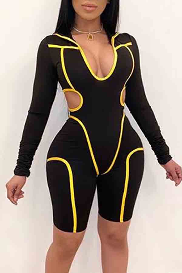 

Lovely Trendy Hollow-out Black One-piece Romper