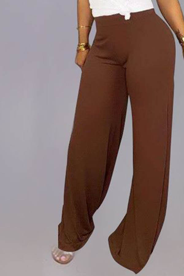 

Lovely Casual Basic Brown Pants