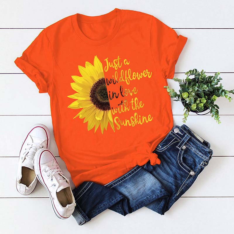 

Lovely Casual O Neck Print Orange T-shirt