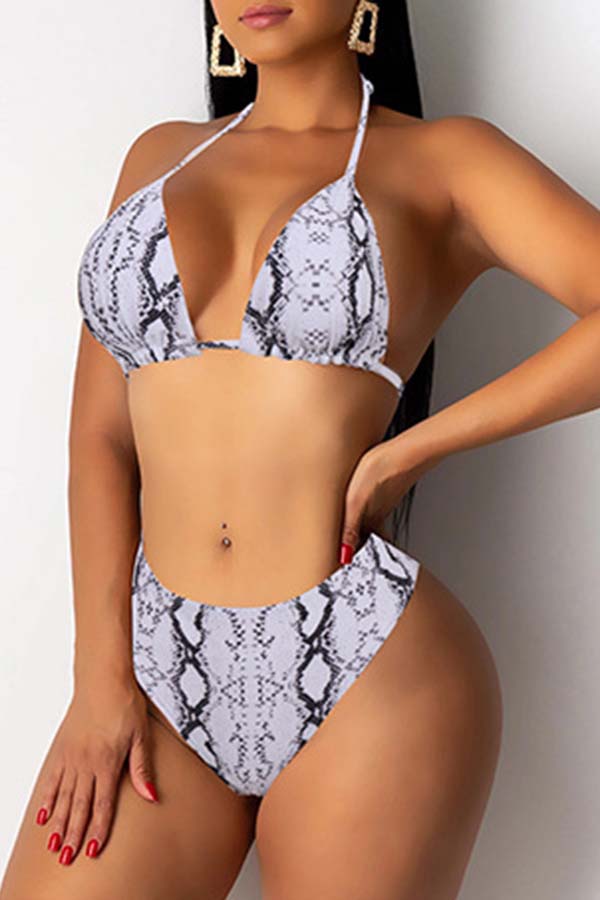

Lovely Snakeskin Print Two-piece Swimsuit, Cobra