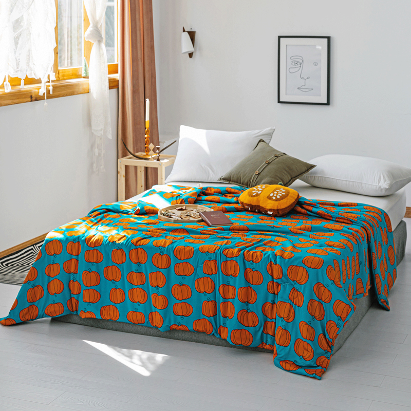 

Lovely Cosy Pumpkin Print Deep Blue Blanket