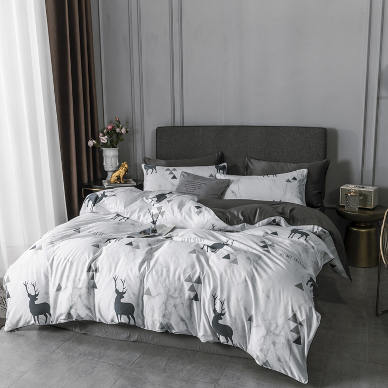 

Lovely Trendy Print White Bedding Set