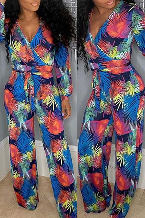 

Lovely Bohemian Print Blue One-piece Jumpsuit