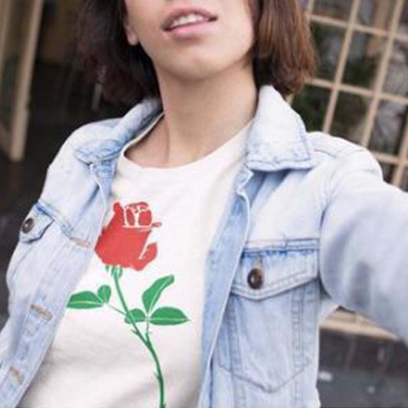 

Lovely Leisure Rose Print White Plus Size T-shirt